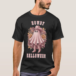 Camiseta Cumprimentos de Halloween Vaqueiro Fantasma Rosa