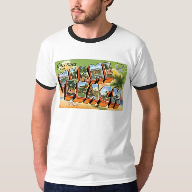 Camiseta Cumprimentos de Miami Beach, Florida! (Frente)
