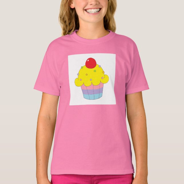 Camiseta Cupcake arco-íris (Frente)