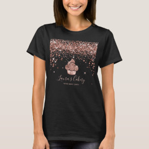Camiseta Cupcake Bakery Pastelaria Chef Glitter Drives Rosa