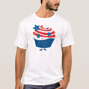 Camiseta Cupcake branco e azul vermelho de sorriso
