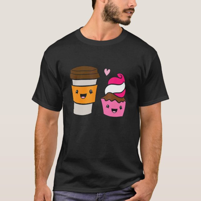 Camiseta Cupcake De Amor E Cupcake De Café E Comida (Frente)