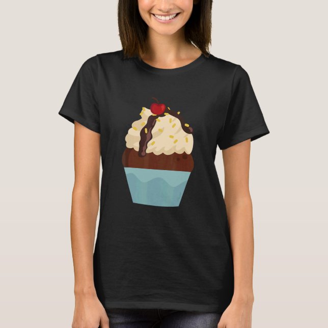 Camiseta Cupcake De Baía De glacé Para Obra De Pastas De De (Frente)