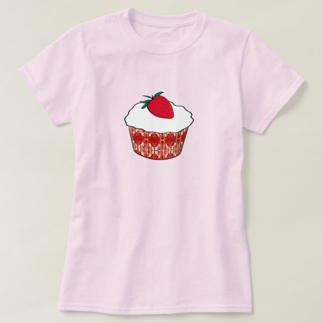 Camiseta Cupcake de baunilha com morango (Frente do Design)