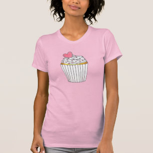 Camiseta Roupa do coração do cupcake de Kawaii