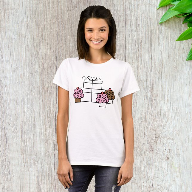 Camiseta Cupcake de Celebração e Caixa de Presente Doce (Criador carregado)