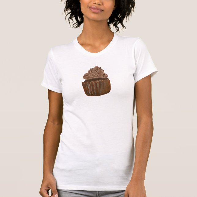 Camiseta Cupcake de Chocolate Folha de Cute Grafia Doce (Frente)