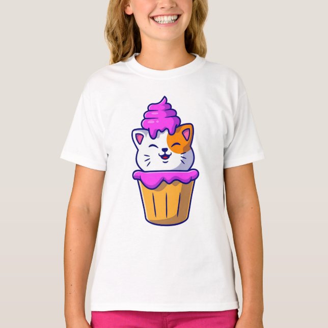 Camiseta Cupcake de Gato Bonito (Frente)