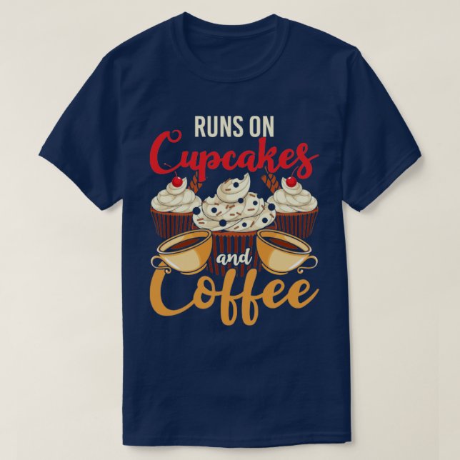 Camiseta Cupcake de polvilhais de folhas de espuma de café  (Frente do Design)