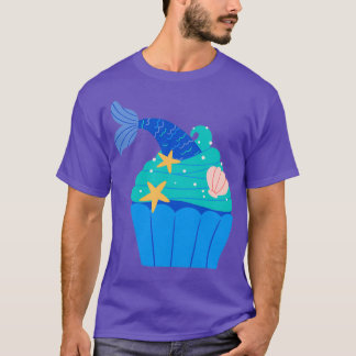 Camiseta Cupcake de Sereia Verde e Azul