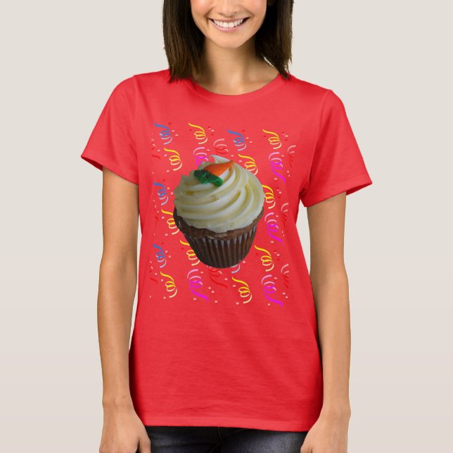 Camiseta Cupcake de Tremor de Cenoura com Confetti (Frente)