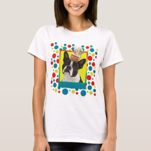 Camiseta Cupcake do aniversário - Boston Terrier