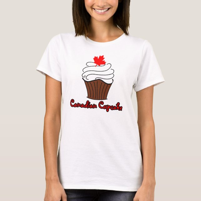 Camiseta Cupcake do canadense das senhoras (Frente)