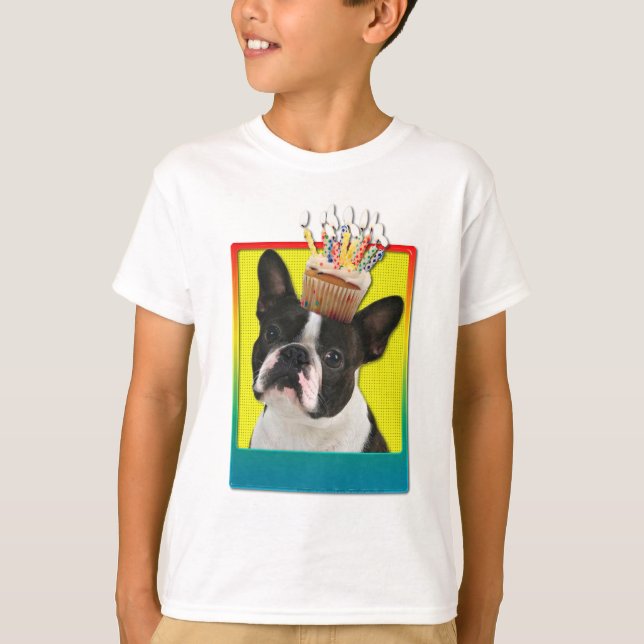 Camiseta Cupcake do convite - Boston Terrier (Frente)