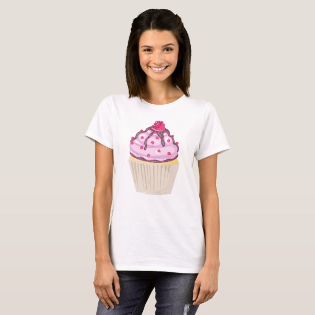 Camiseta Cupcake doce com framboesa no topo (Frente Completa)