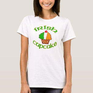 Camiseta Cupcake irlandês em cores irlandesas da bandeira