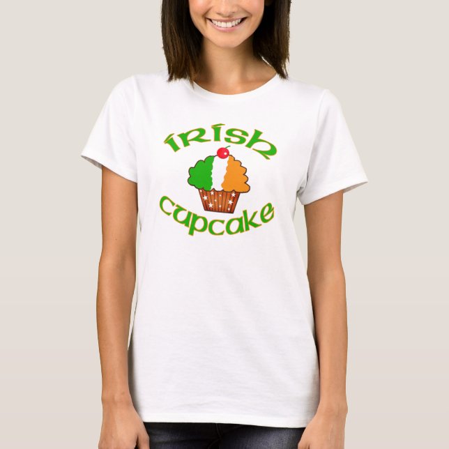 Camiseta Cupcake irlandês em cores irlandesas da bandeira (Frente)