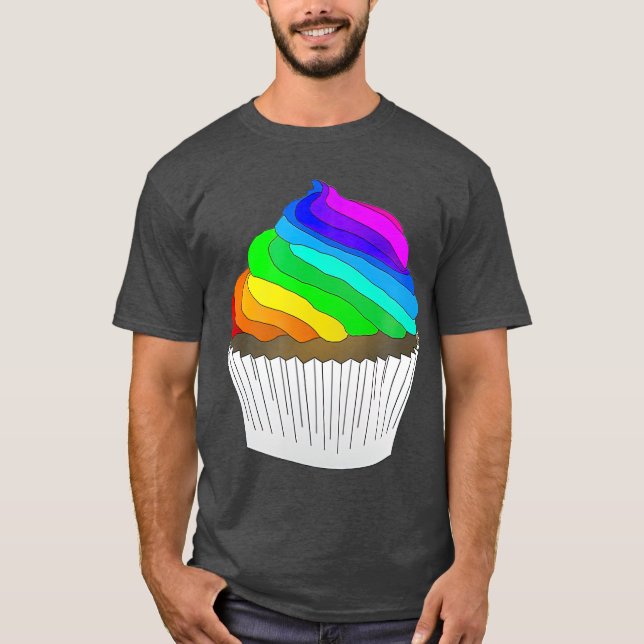 Camiseta Cupcake LGBT Arco-íris a cores LGBTQ (Frente)