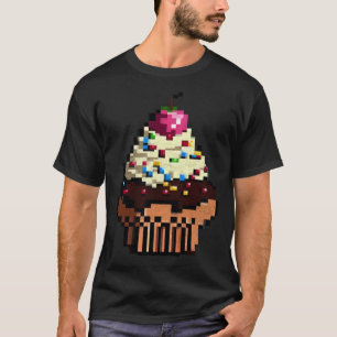 Camiseta Cupcake Pixel 8 bits - Retro Hungry Byte Game Fo