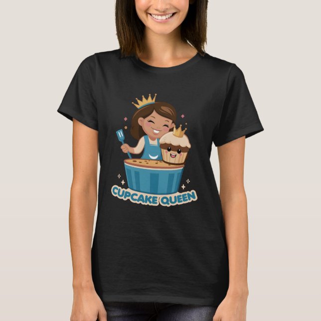 Camiseta Cupcake Queen Baking Mãe (Frente)