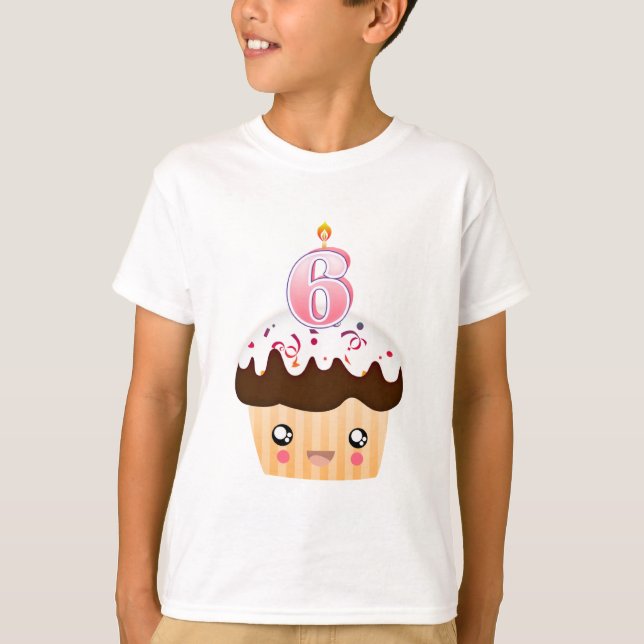 Camiseta Cupcake T de 6 anos - rosa (Frente)