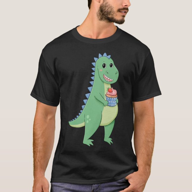 Camiseta Cupcake T-Rex Dinossaur Baker Pastor Chef Dino Lov (Frente)
