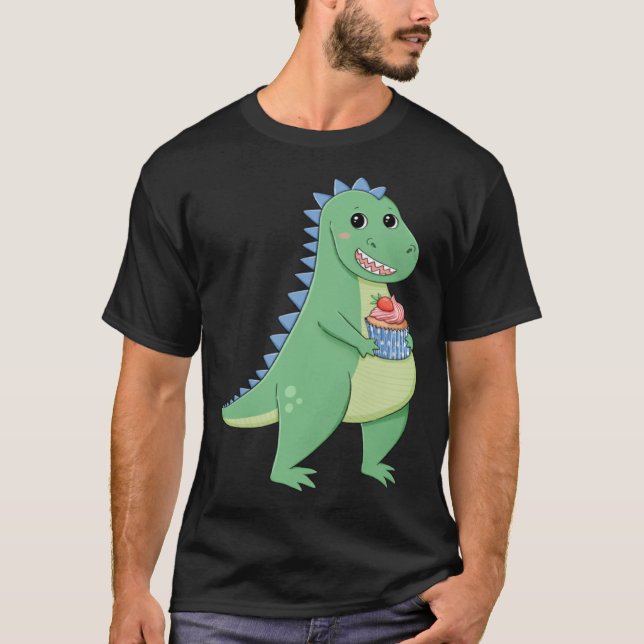 Camiseta Cupcake T-Rex Dinossaur Baker Pastor Chef Dino Lov (Frente)