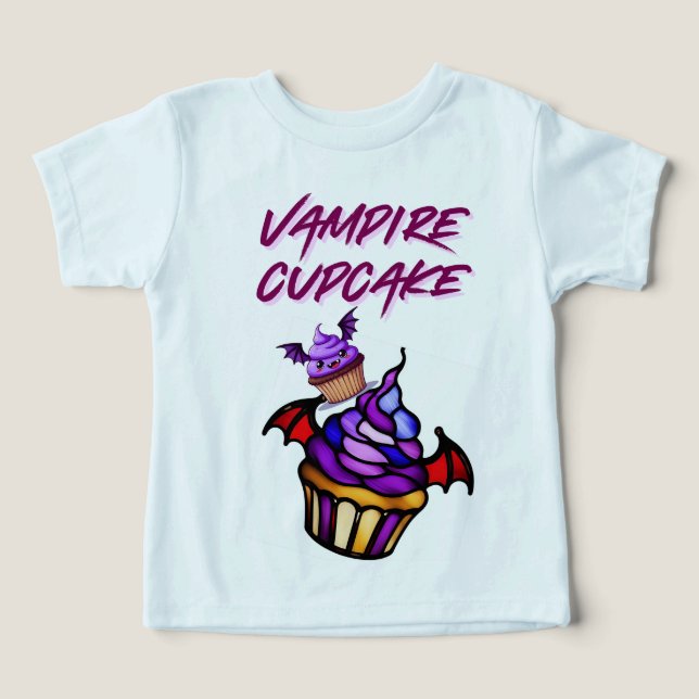 Camiseta Cupcake Vampiro Camiseta do Halloween - C (Design frontal)