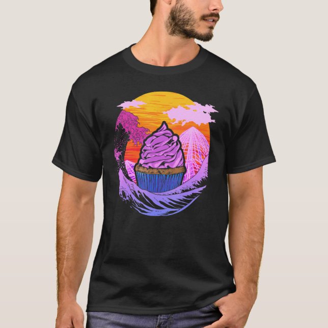 Camiseta Cupcake Vaporwave Baking Dessert Comida Pastelaria (Frente)