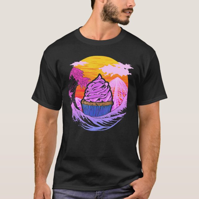 Camiseta Cupcake Vaporwave Baking Dessert Comida Pastelaria (Frente)