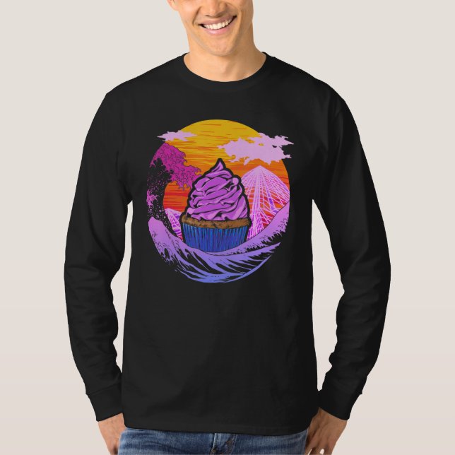 Camiseta Cupcake Vaporwave Baking Dessert Comida Pastelaria (Frente)