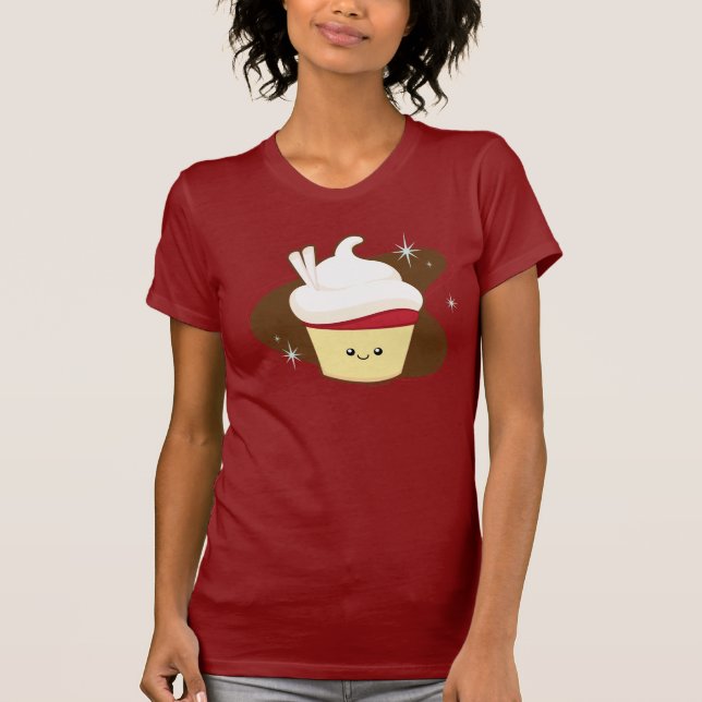 Camiseta Cupcake. vermelho de veludo (Frente)