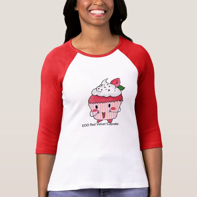 Camiseta Cupcake vermelho de veludo de EDO (Frente)