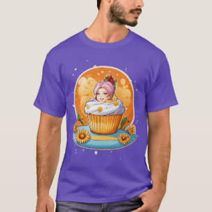Camiseta Cupcake Whimsical Lady Sticker T-Shirt Design