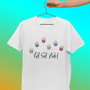 Camiseta Cupcakes coloridos obtêm o assar set