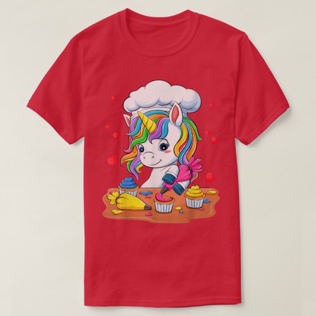 Camiseta Cupcakes De Bolo Unicorn Rainbow Kids Girls (Frente do Design)