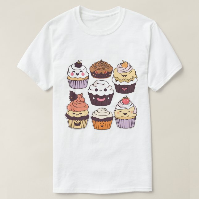Camiseta Cupcakes de Dia das Bruxas Doce (Frente do Design)