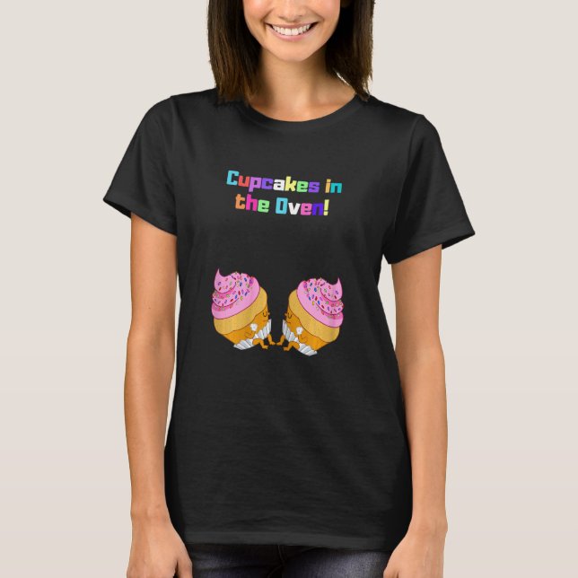 Camiseta Cupcakes De Mulheres No Anúncio De Gravidez Forno (Frente)