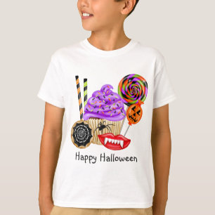 Camiseta Cupcakes do Dia das Bruxas e t-shirt dos doces