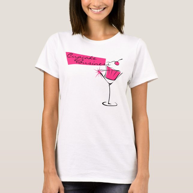 Camiseta Cupcakes e Martinis no rosa-quente (Frente)