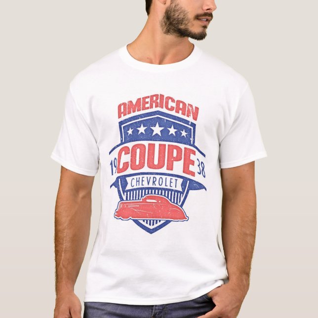 Camiseta CUPÉ 1938 AMERICANO de Chevrolet da série do CARRO (Frente)