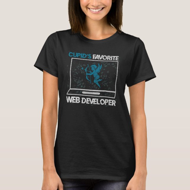 Camiseta Cupid s Favorite Web Developer Romance Couple Men  (Frente)