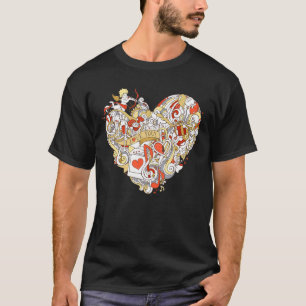 Camiseta Cupídeos do Coração do namorados Notas Musicais