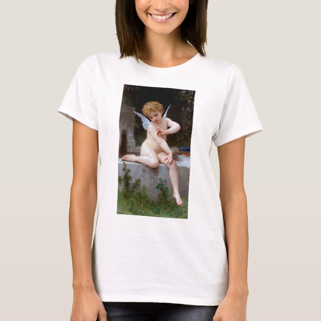 Camiseta Cupido com borboleta, Bouguereau (Frente)