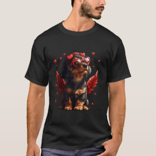 Camiseta Cupido Dachshund Dia dos Namorados Amante de Cacho