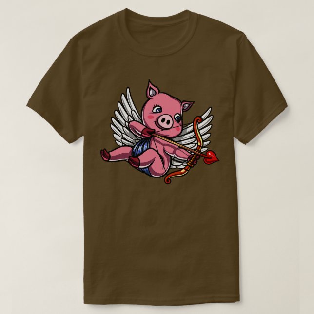 Camiseta Cupido do Dia de os namorados porcino (Frente do Design)