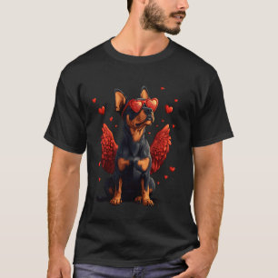 Camiseta Cupido Doberman Pinscher Dia dos Namorados Amante