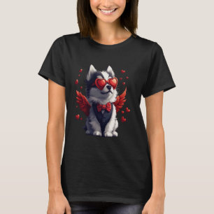 Camiseta Cupido Husky Siberiano Dia dos Namorados Presente