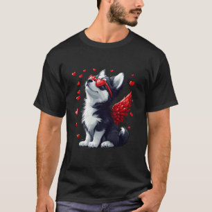 Camiseta Cupido Husky Siberiano Dia dos Namorados Presente 