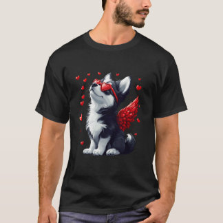 Camiseta Cupido Husky Siberiano Dia dos Namorados Presente 